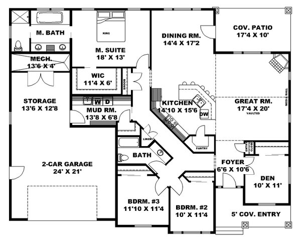 Traditional Floor Plan - Main Floor Plan #117-1065