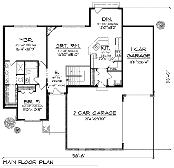 Home Plan - Craftsman Floor Plan - Main Floor Plan #70-900