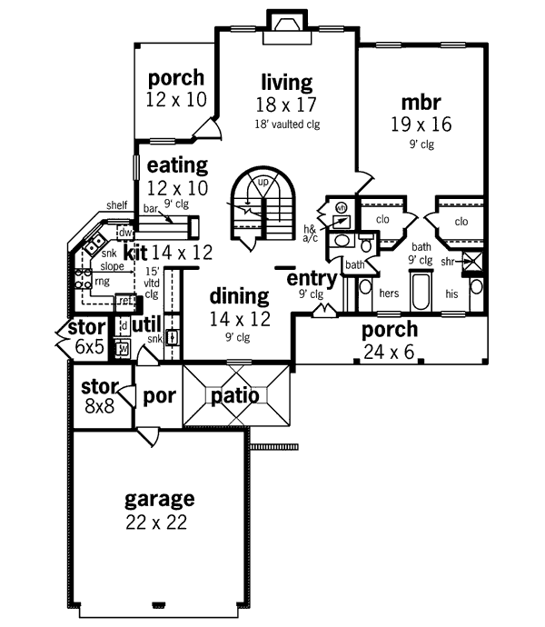 Dream House Plan - Traditional Floor Plan - Main Floor Plan #45-359