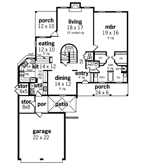 Home Plan - Traditional Floor Plan - Main Floor Plan #45-359