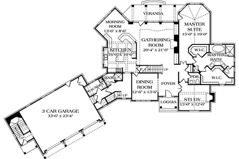 Dream House Plan - Floor Plan - Main Floor for European House Plan #453-42 - 3 bed, 4.5 bath