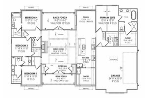 Floor Plan - Main Floor for European House Plan #1096-84 - 4 bed, 3.5 bath
