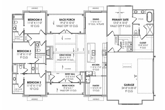 Floor Plan - Main Floor for European House Plan #1096-84 - 4 bed, 3.5 bath