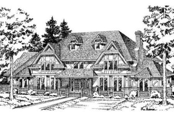 Exterior - Front Elevation for European House Plan #312-720 - 4 bed, 3.5 bath