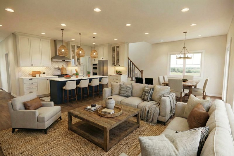 House Design - Interior - Family Room 1 for Farmhouse House Plan #51-1518 - 4 bed, 2.5 bath