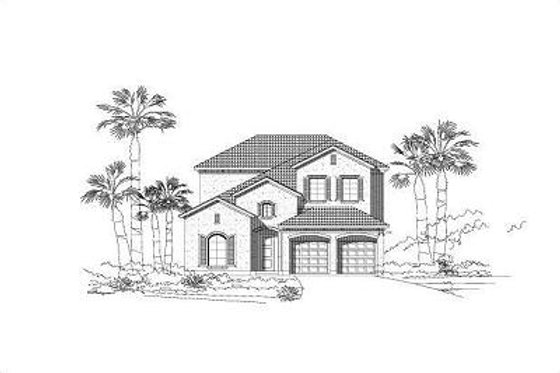 Exterior - Front Elevation for European House Plan #411-339 - 3 bed, 4.5 bath