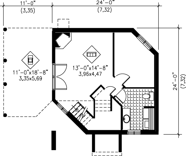 Cottage Floor Plan - Lower Floor Plan #25-1118