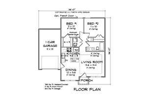 Floor Plan - Main Floor for Cottage House Plan #513-2200 - 2 bed, 1 bath