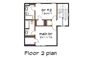 Floor Plan - Upper Floor for Craftsman House Plan #79-364 - 2 bed, 3 bath