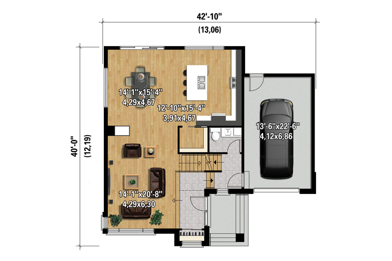 Dream House Plan - Floor Plan - Main Floor 1 for Contemporary House Plan #25-4421 - 3 bed, 1 bath