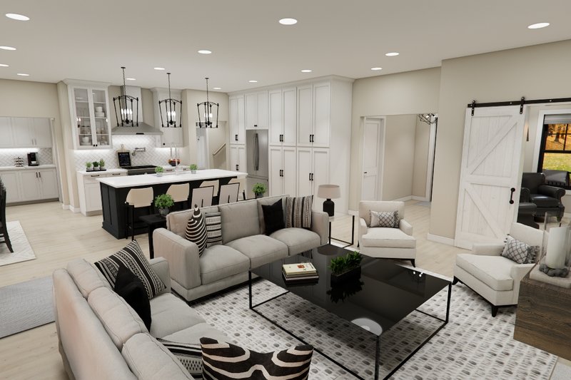 House Design - Interior - Family Room 1 for Farmhouse House Plan #51-1377 - 3 bed, 2.5 bath