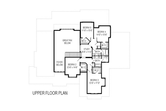 Floor Plan - Upper Floor for Craftsman House Plan #920-29 - 5 bed, 3.5 bath