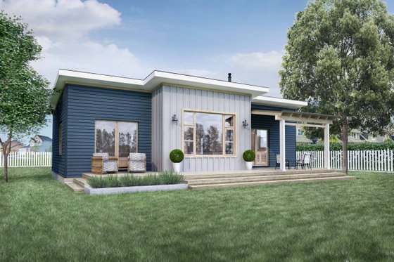 Exterior - Rear Elevation for Modern House Plan #924-10 - 2 bed, 1 bath