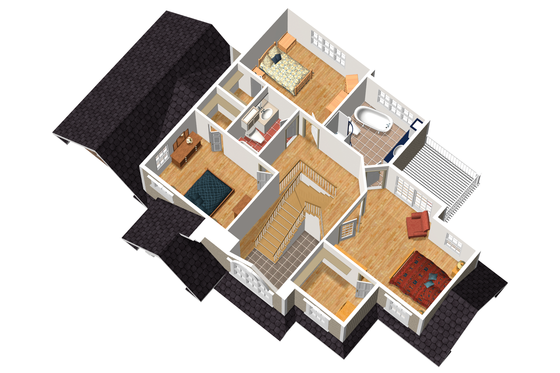Floor Plan - Upper Floor 1 for Traditional House Plan #25-4716 - 3 bed, 2 bath