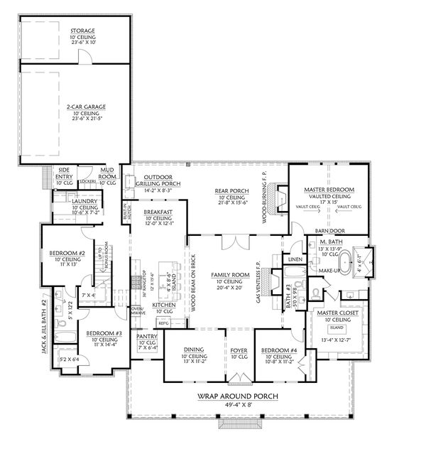 Dream House Plan - Farmhouse Floor Plan - Main Floor Plan #1074-30