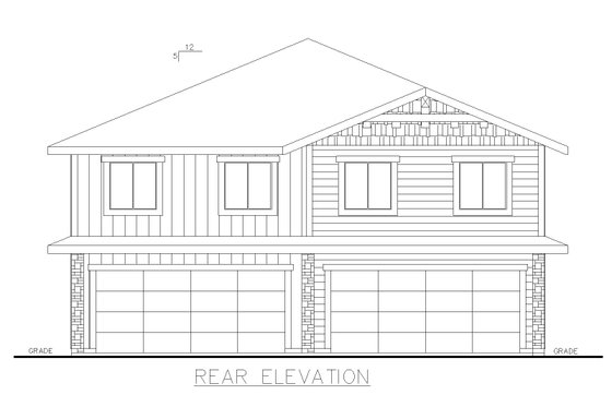 Exterior - Rear Elevation for Craftsman House Plan #117-1038 - 8 bed, 5 bath