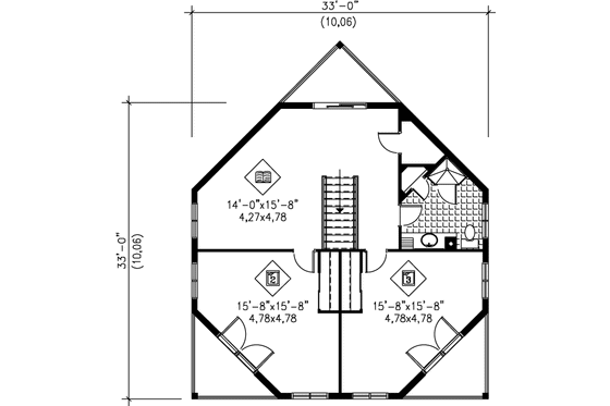 Floor Plan - Upper Floor for European House Plan #25-2284 - 3 bed, 2 bath