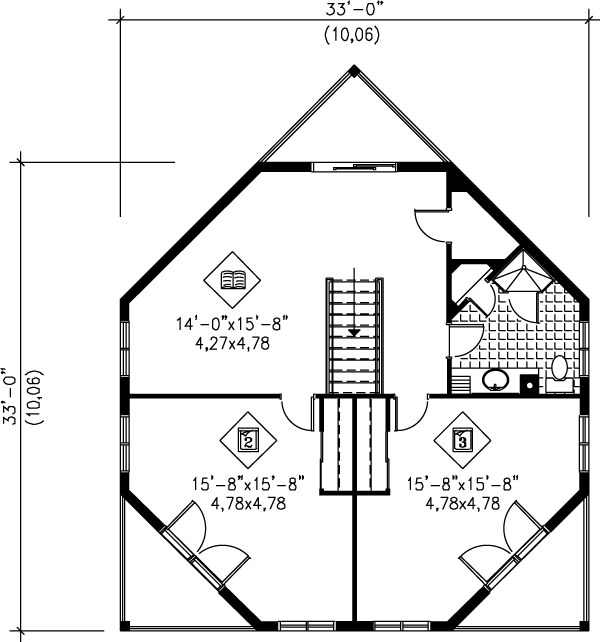 European Floor Plan - Upper Floor Plan #25-2284