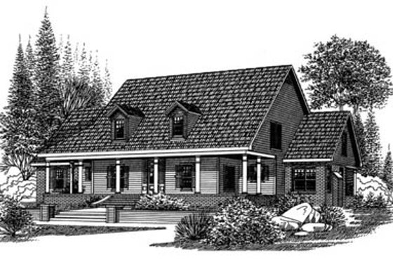 Exterior - Front Elevation for Country House Plan #15-214 - 4 bed, 2.5 bath