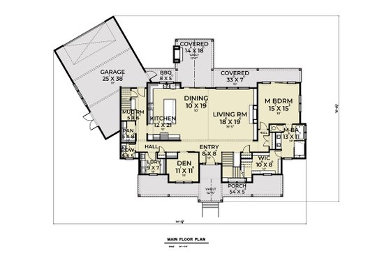 Floor Plan - Main Floor for Farmhouse House Plan #1070-135 - 5 bed, 3.5 bath