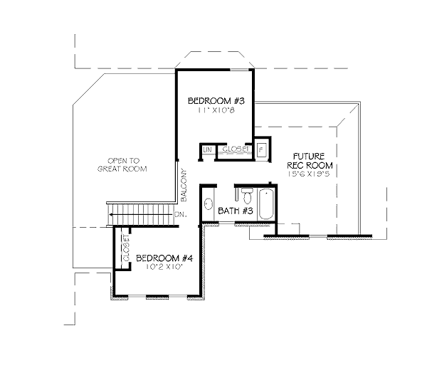 Traditional Floor Plan - Upper Floor Plan #424-66