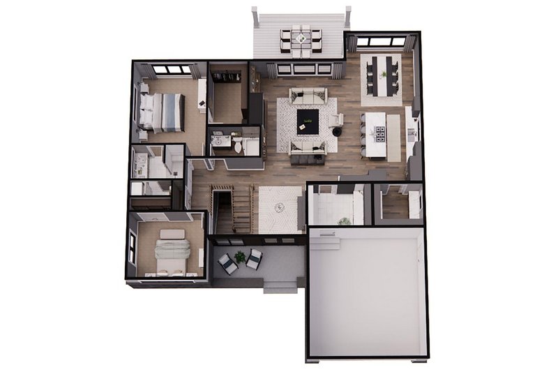 House Blueprint - Floor Plan - Main Floor 1 for Farmhouse House Plan #51-1225 - 2 bed, 2 bath