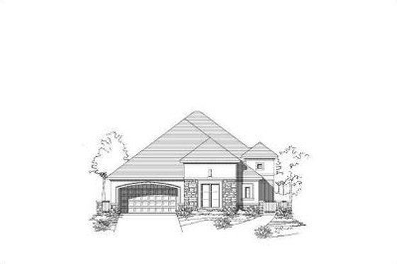 Exterior - Front Elevation for European House Plan #411-350 - 3 bed, 2 bath
