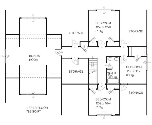 Craftsman Floor Plan - Upper Floor Plan #901-36