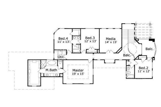 Floor Plan - Upper Floor for European House Plan #411-452 - 4 bed, 3.5 bath