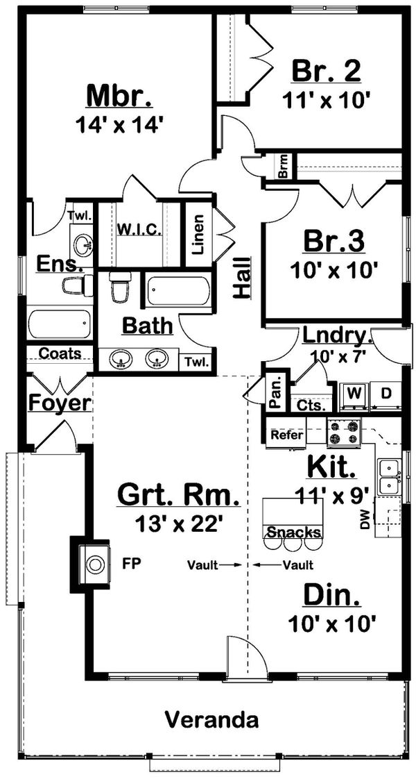 Architectural House Design - Colonial Floor Plan - Main Floor Plan #126-231