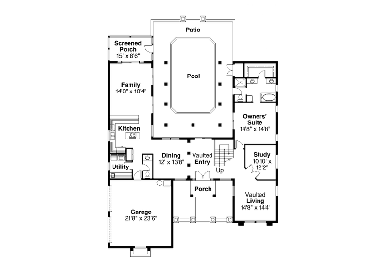 Home Plan - Floor Plan - Main Floor for Mediterranean House Plan #124-254 - 3 bed, 3.5 bath