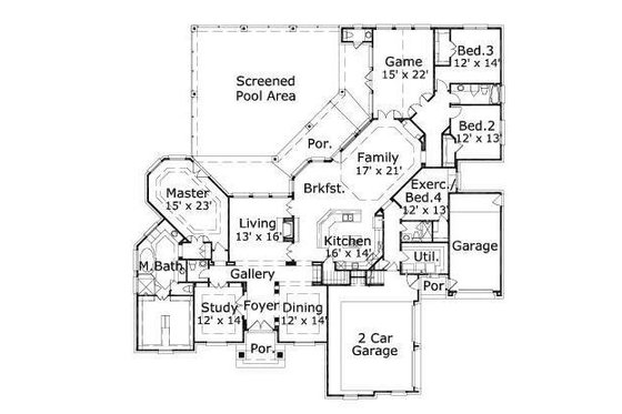 Floor Plan - Main Floor for Traditional House Plan #411-289 - 4 bed, 3.5 bath