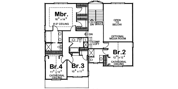 Home Plan - Bungalow Floor Plan - Upper Floor Plan #20-1712