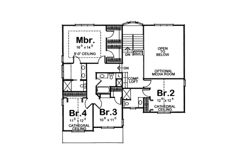 Home Plan - Floor Plan - Upper Floor for Bungalow House Plan #20-1712 - 4 bed, 4 bath