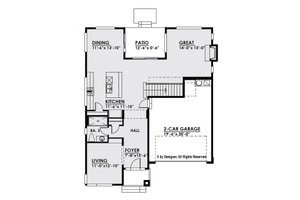 Floor Plan - Main Floor for Contemporary House Plan #1066-6 - 4 bed, 3 bath