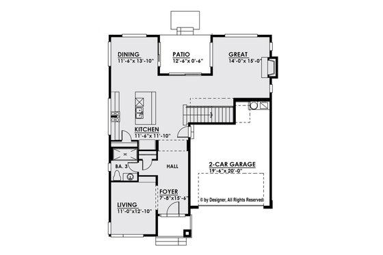 Floor Plan - Main Floor for Contemporary House Plan #1066-6 - 4 bed, 3 bath