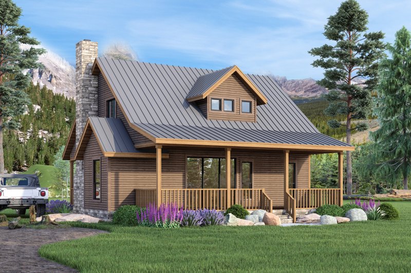 Home Plan - Exterior - Rear Elevation for Cabin House Plan #472-443 - 3 bed, 2 bath
