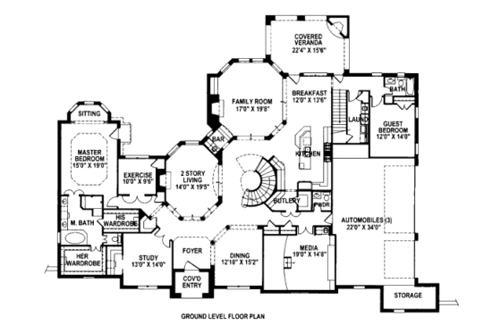 Floor Plan - Main Floor for European House Plan #141-311 - 5 bed, 6.5 bath