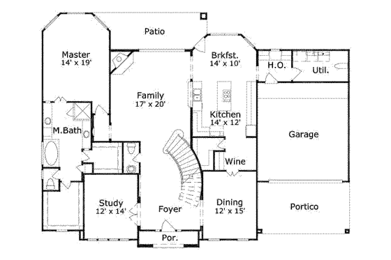 Floor Plan - Main Floor for Traditional House Plan #411-130 - 5 bed, 3.5 bath