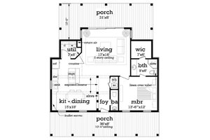 Floor Plan - Main Floor for Cottage House Plan #45-581 - 1 bed, 1.5 bath