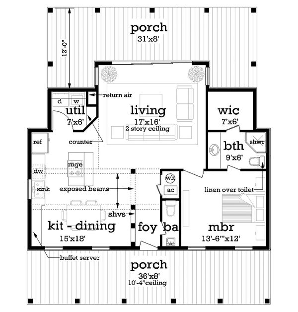Home Plan - Cottage Floor Plan - Main Floor Plan #45-581