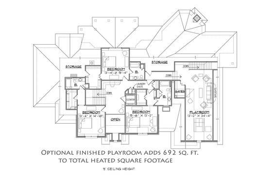 Floor Plan - Upper Floor for Traditional House Plan #1054-31 - 4 bed, 4.5 bath
