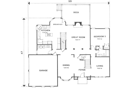 Floor Plan - Main Floor for European House Plan #129-155 - 5 bed, 4 bath
