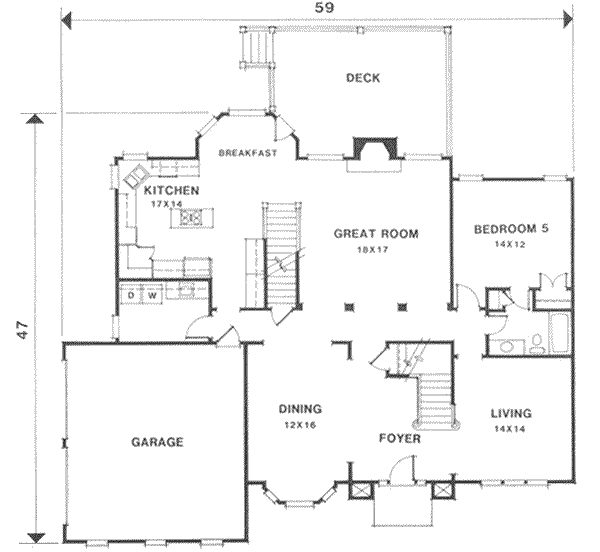 Architectural House Design - European Floor Plan - Main Floor Plan #129-155