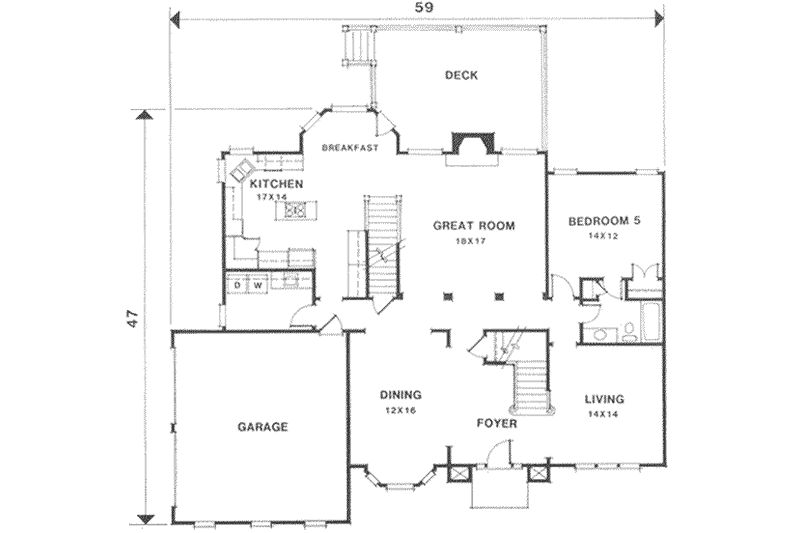 House Design - Floor Plan - Main Floor for European House Plan #129-155 - 5 bed, 4 bath