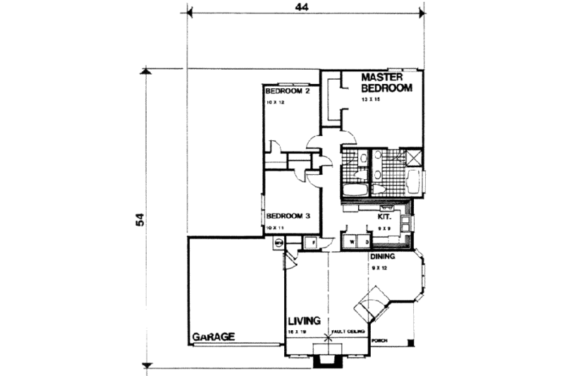 Dream House Plan - Floor Plan - Main Floor for Traditional House Plan #30-134 - 3 bed, 2 bath