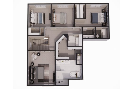 Floor Plan - Upper Floor 1 for Farmhouse House Plan #51-1357 - 4 bed, 2.5 bath