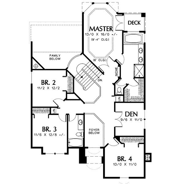 Dream House Plan - Traditional Floor Plan - Upper Floor Plan #48-226