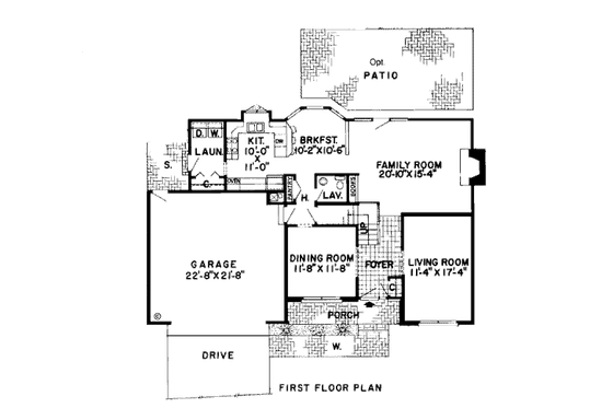 Floor Plan - Main Floor for Traditional House Plan #312-847 - 3 bed, 2.5 bath