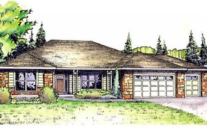 Ranch Exterior - Front Elevation Plan #124-833